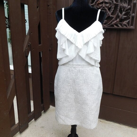 LOFT Dresses & Skirts - Ann Taylor LOFT Sz 10 White & Silver Fitted Dress NEW